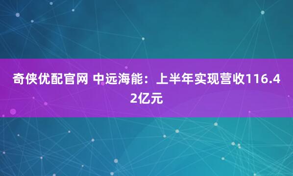奇侠优配官网 中远海能：上半年实现营收116.42亿元